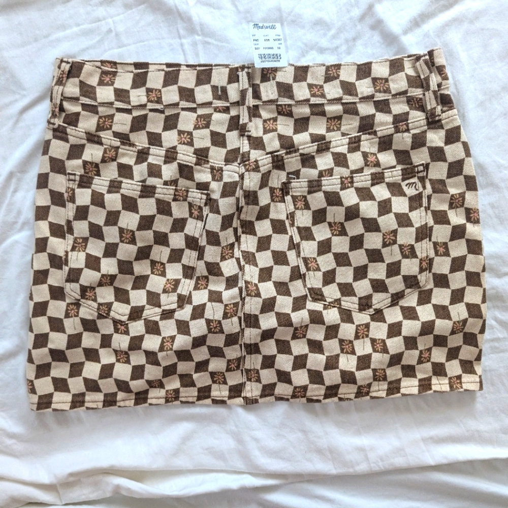 Madewell denim Mini skirt checkered floral pockets